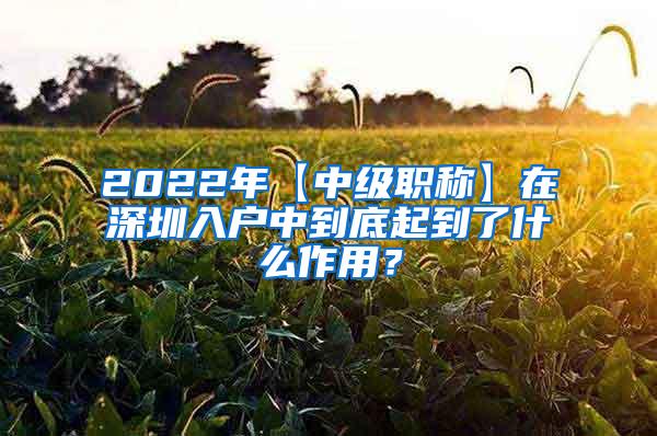 2022年【中级职称】在深圳入户中到底起到了什么作用？