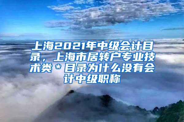 上海2021年中级会计目录，上海市居转户专业技术类＊目录为什么没有会计中级职称