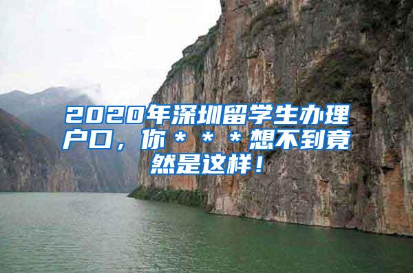 2020年深圳留学生办理户口，你＊＊＊想不到竟然是这样！