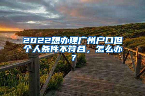 2022想办理广州户口但个人条件不符合，怎么办？