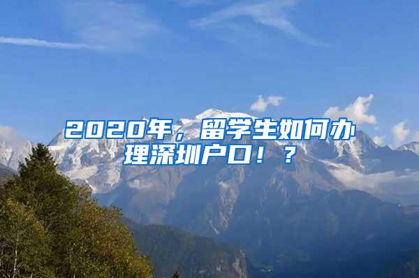 2020年，留学生如何办理深圳户口！？