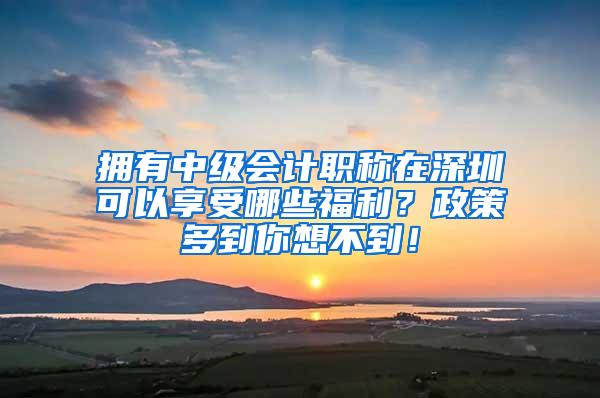 拥有中级会计职称在深圳可以享受哪些福利？政策多到你想不到！