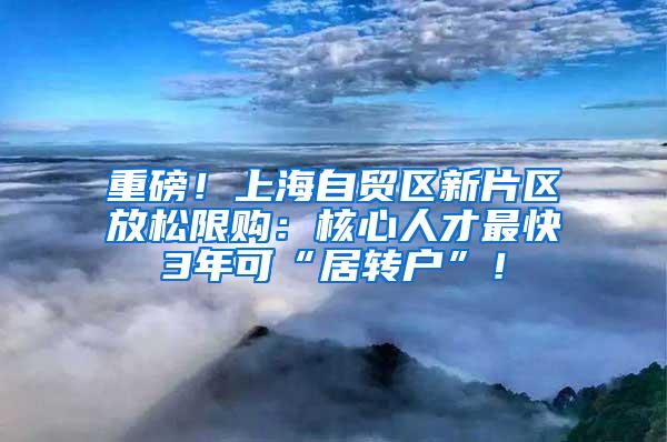 重磅！上海自贸区新片区放松限购：核心人才最快3年可“居转户”！