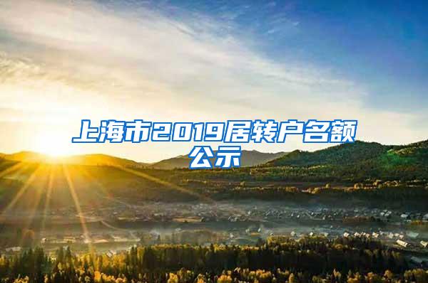 上海市2019居转户名额公示