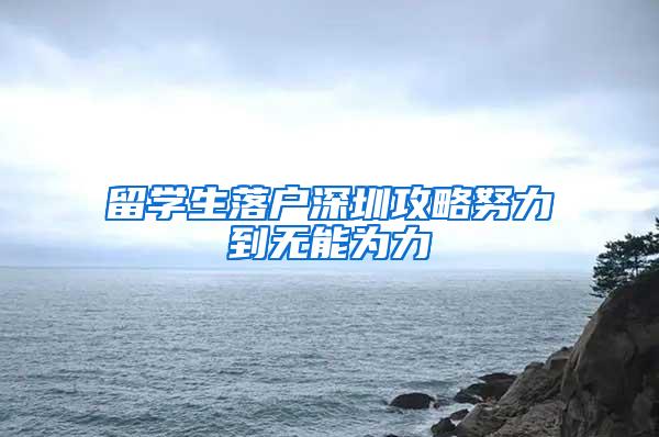 留学生落户深圳攻略努力到无能为力