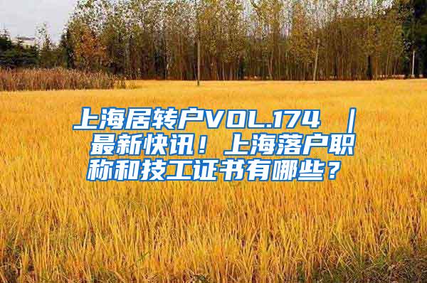 上海居转户VOL.174 ｜ 最新快讯！上海落户职称和技工证书有哪些？