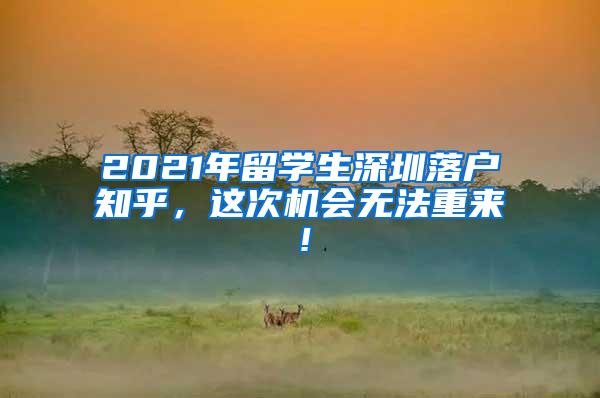 2021年留学生深圳落户知乎，这次机会无法重来！