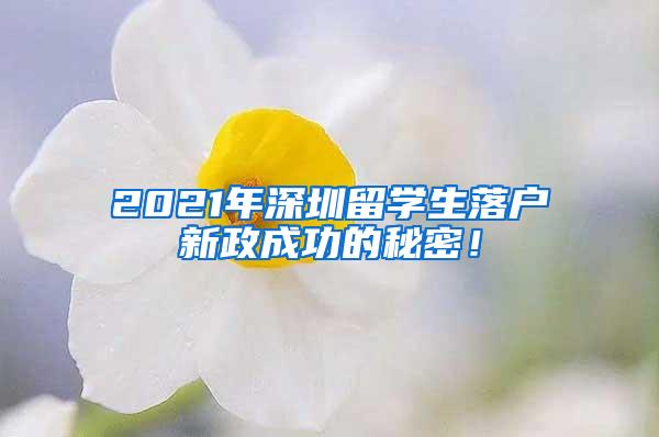 2021年深圳留学生落户新政成功的秘密！