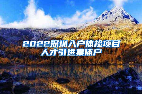 2022深圳入户体检项目人才引进集体户