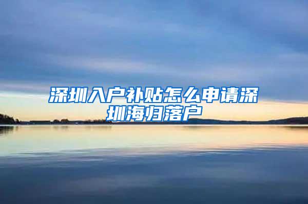 深圳入户补贴怎么申请深圳海归落户