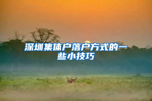 深圳集体户落户方式的一些小技巧