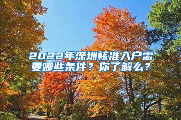 2022年深圳核准入户需要哪些条件？你了解么？