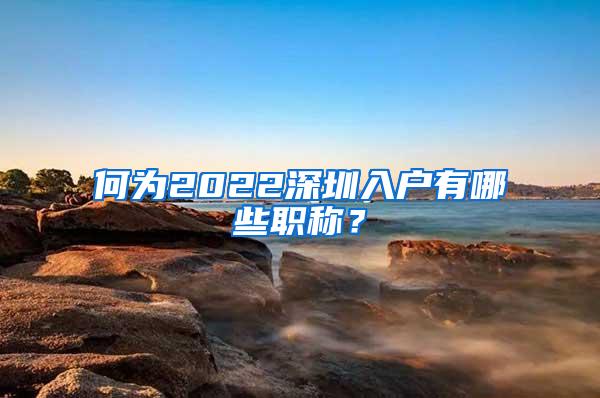 何为2022深圳入户有哪些职称？