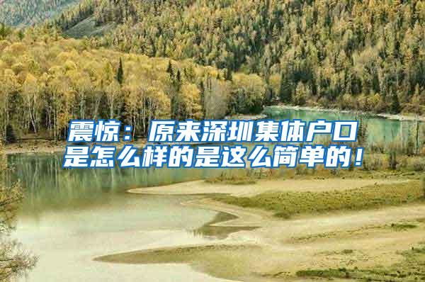 震惊：原来深圳集体户口是怎么样的是这么简单的！