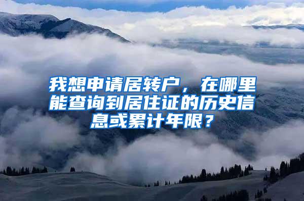 我想申请居转户，在哪里能查询到居住证的历史信息或累计年限？