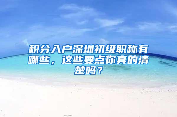 积分入户深圳初级职称有哪些，这些要点你真的清楚吗？