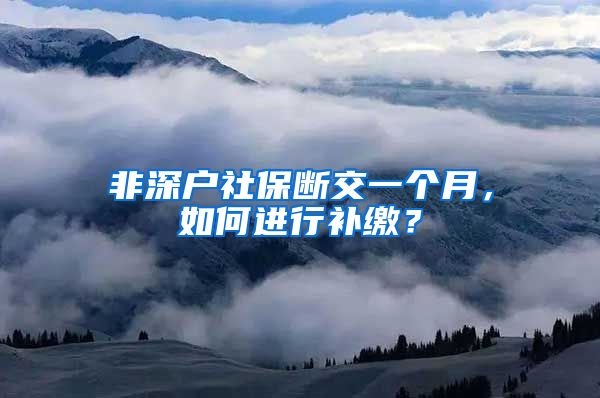 非深户社保断交一个月，如何进行补缴？