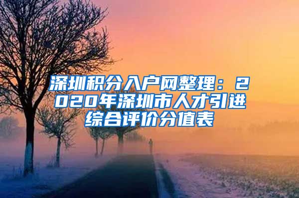 深圳积分入户网整理：2020年深圳市人才引进综合评价分值表