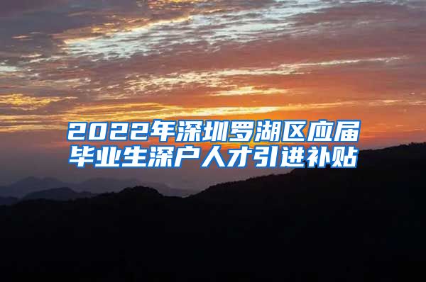 2022年深圳罗湖区应届毕业生深户人才引进补贴