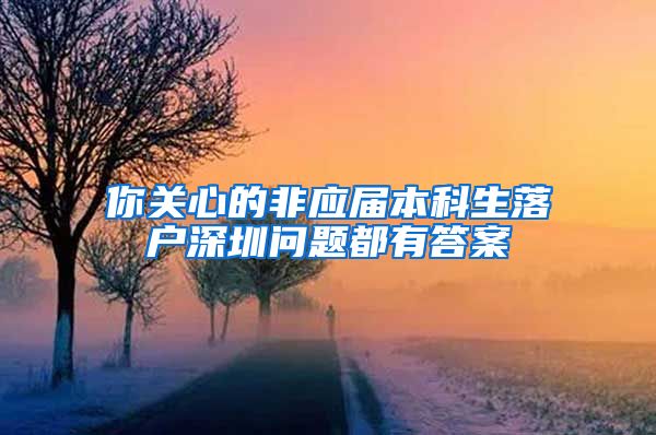 你关心的非应届本科生落户深圳问题都有答案