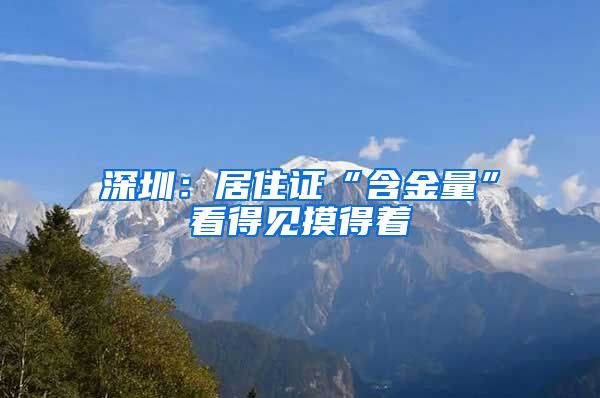 深圳：居住证“含金量”看得见摸得着