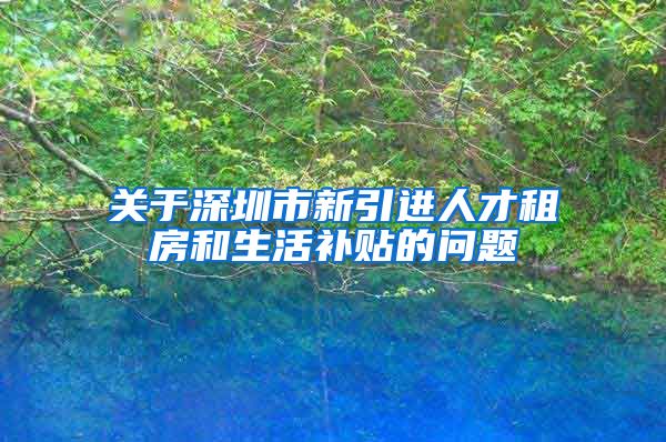 关于深圳市新引进人才租房和生活补贴的问题