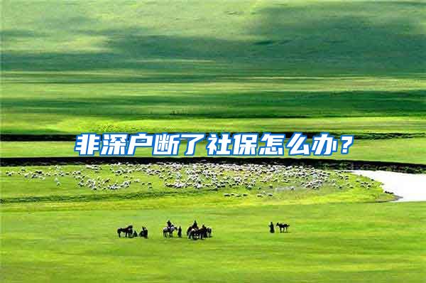非深户断了社保怎么办？