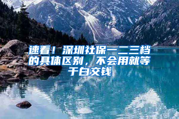 速看！深圳社保一二三档的具体区别，不会用就等于白交钱