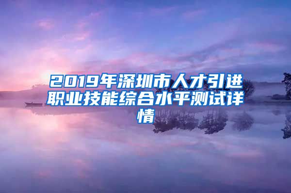 2019年深圳市人才引进职业技能综合水平测试详情