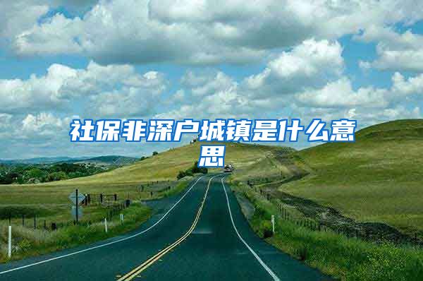 社保非深户城镇是什么意思