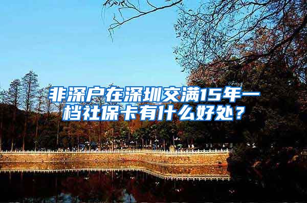 非深户在深圳交满15年一档社保卡有什么好处？