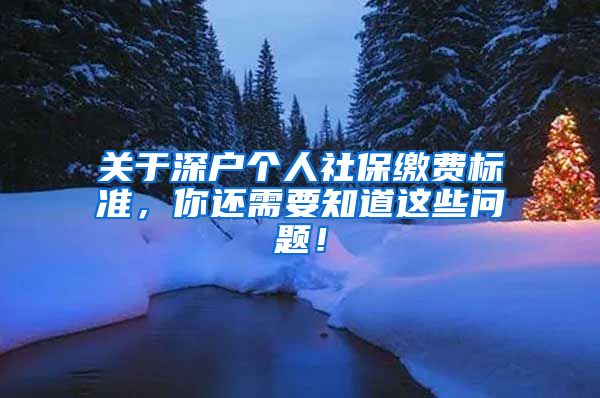 关于深户个人社保缴费标准，你还需要知道这些问题！