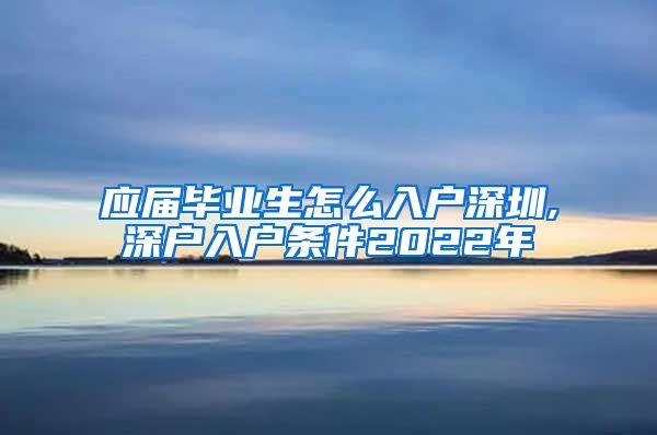 应届毕业生怎么入户深圳,深户入户条件2022年