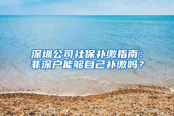 深圳公司社保补缴指南：非深户能够自己补缴吗？