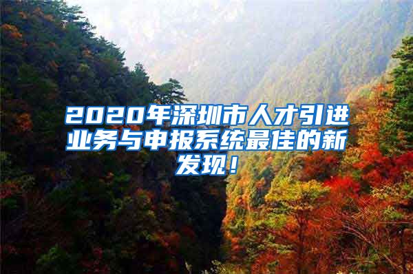 2020年深圳市人才引进业务与申报系统最佳的新发现！