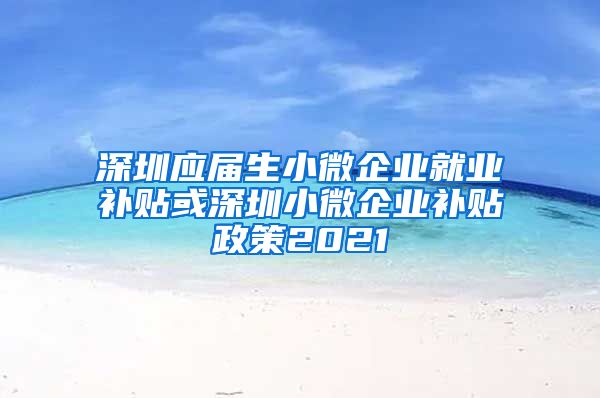 深圳应届生小微企业就业补贴或深圳小微企业补贴政策2021
