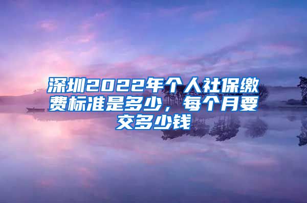 深圳2022年个人社保缴费标准是多少，每个月要交多少钱