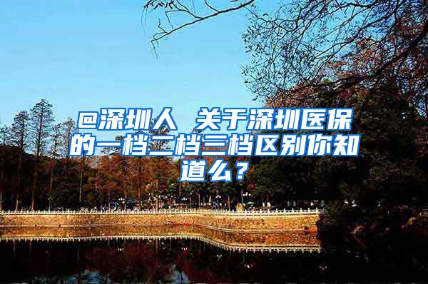 @深圳人 关于深圳医保的一档二档三档区别你知道么？