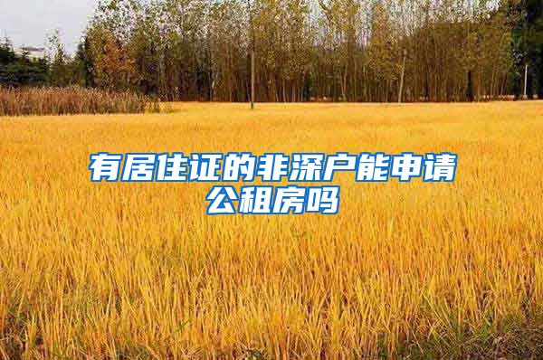 有居住证的非深户能申请公租房吗