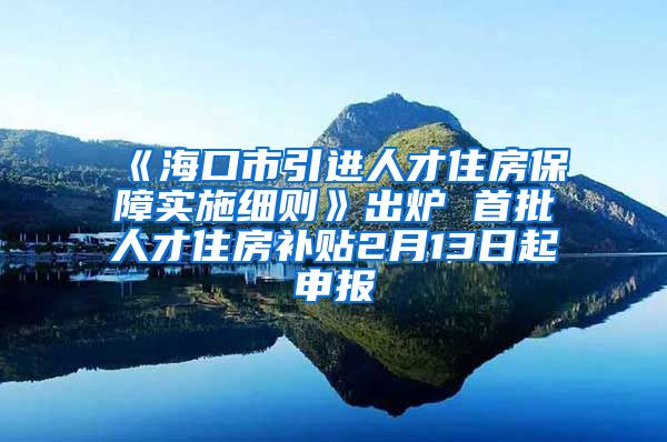 《海口市引进人才住房保障实施细则》出炉 首批人才住房补贴2月13日起申报