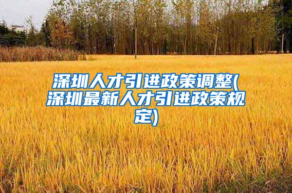 深圳人才引进政策调整(深圳最新人才引进政策规定)