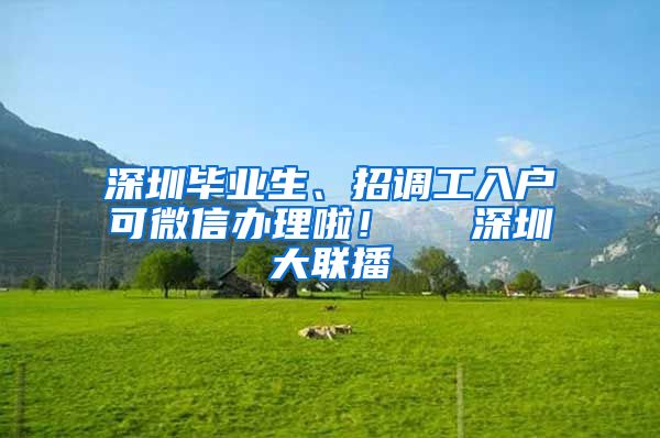 深圳毕业生、招调工入户可微信办理啦！  ▌深圳大联播