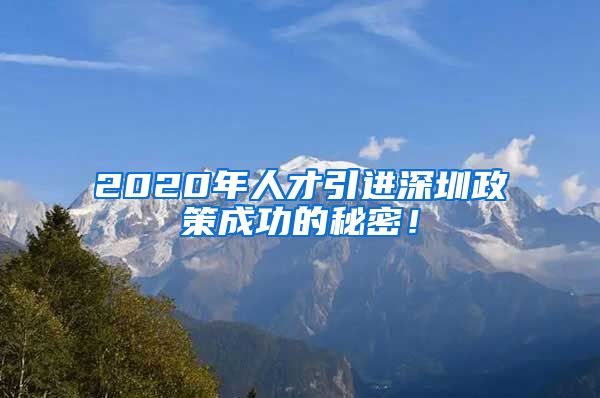 2020年人才引进深圳政策成功的秘密！