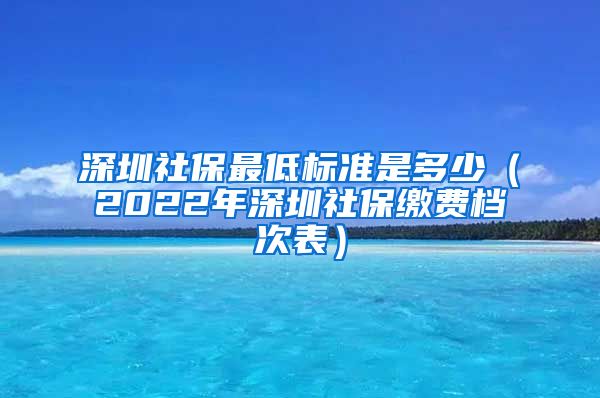 深圳社保最低标准是多少（2022年深圳社保缴费档次表）