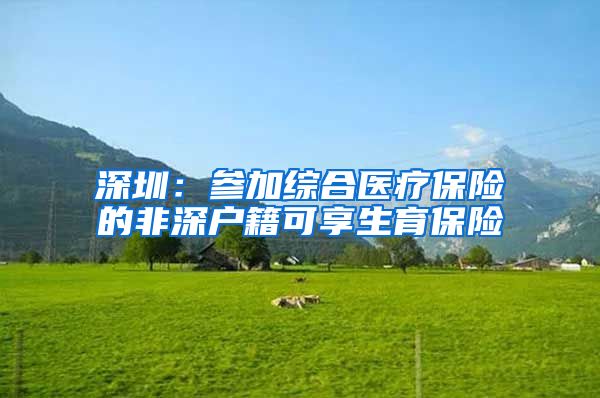 深圳：参加综合医疗保险的非深户籍可享生育保险