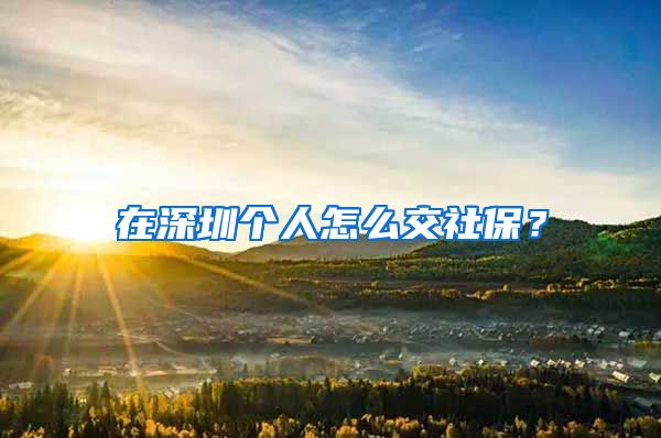 在深圳个人怎么交社保？
