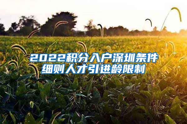 2022积分入户深圳条件细则人才引进龄限制