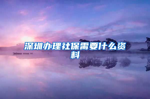 深圳办理社保需要什么资料