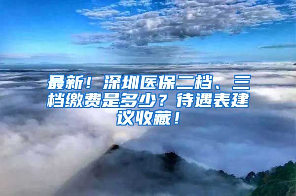 最新！深圳医保二档、三档缴费是多少？待遇表建议收藏！