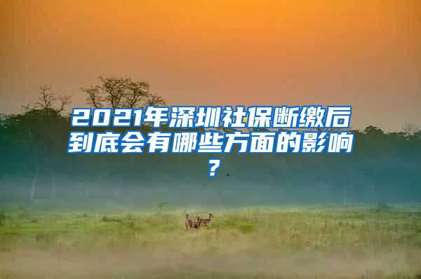 2021年深圳社保断缴后到底会有哪些方面的影响？